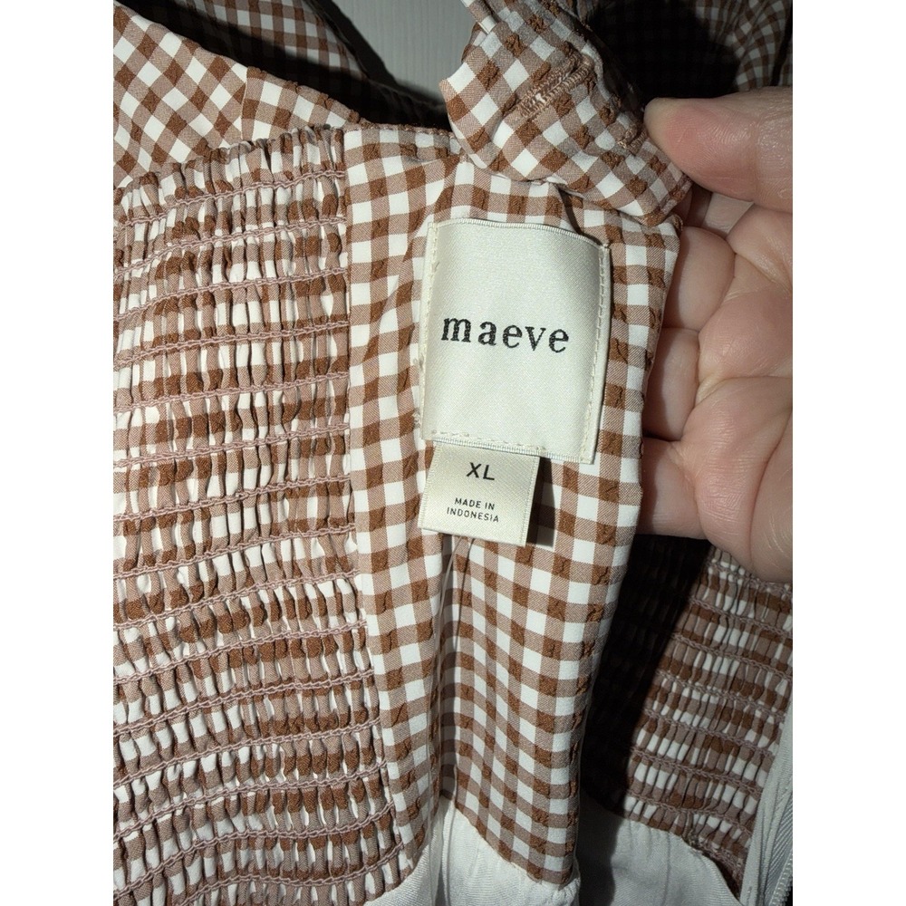 NEW $178 Anthropologie Maeve Midi Dress Brown Halter Bow Front‎ Gingham Size XL - Picture 5 of 9